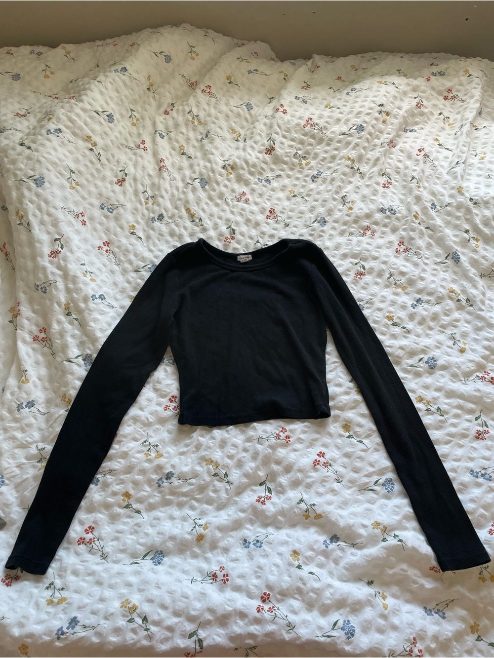 Garage Black Long Sleeve Cropped Tee
